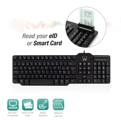 Ewent Azerty USB Keyboard met eID lezer (EW3250)